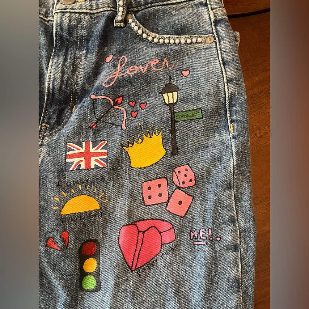 Taylor Swift Lover Hand Painted Women’s Jeans - Picture 2 of 3